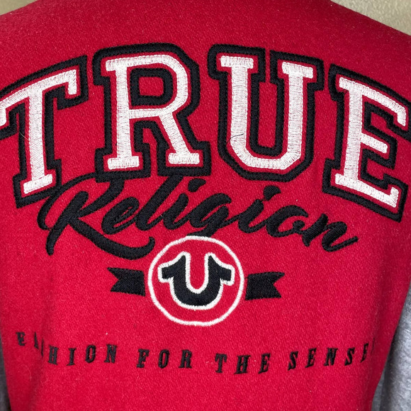 True Religion Size S Varsity Campus Letter Jacket Wool Blend Fashion for Senses - Picture 9 of 16
